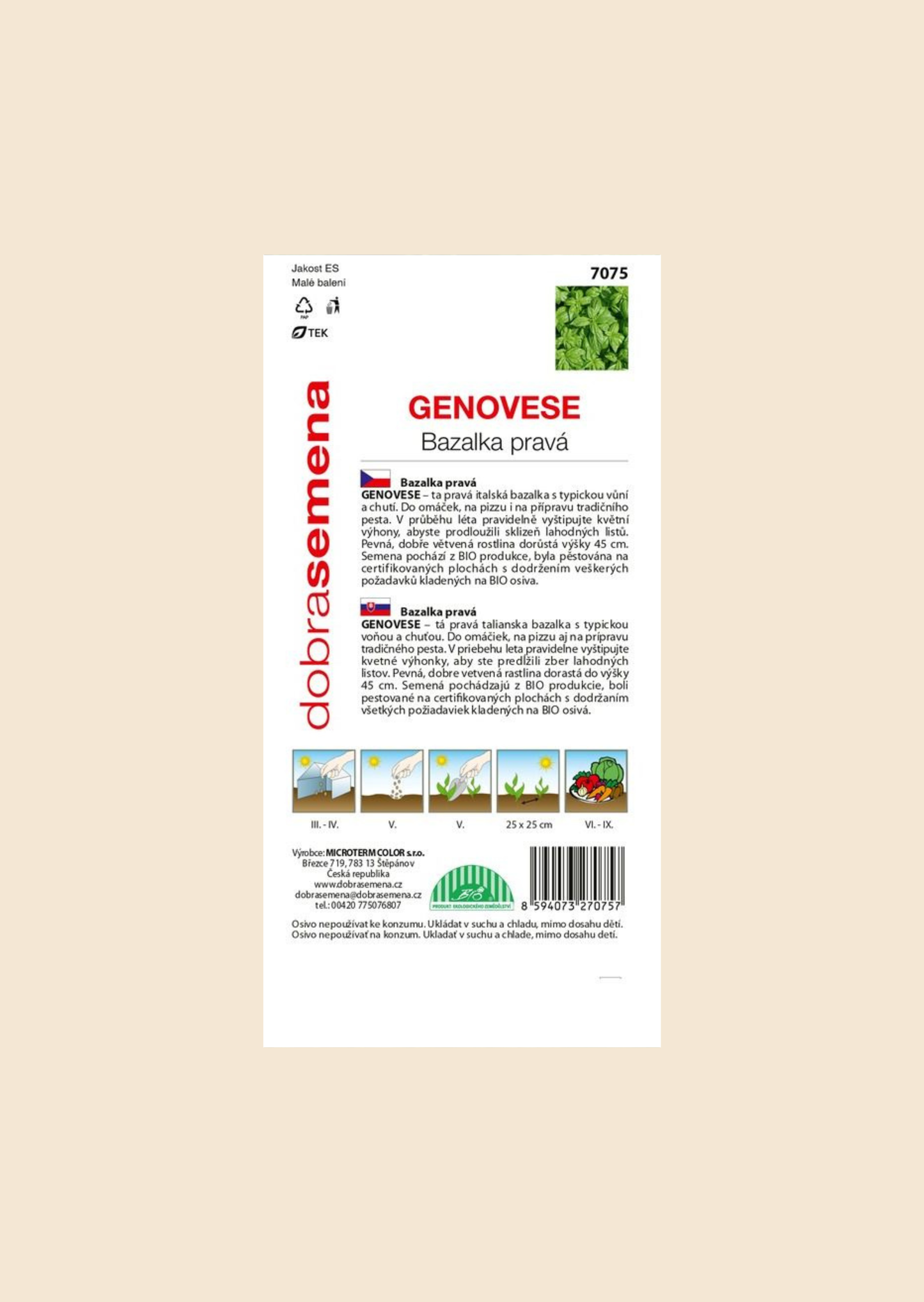 BIO Bazalka pravá Genovese 0,6 g