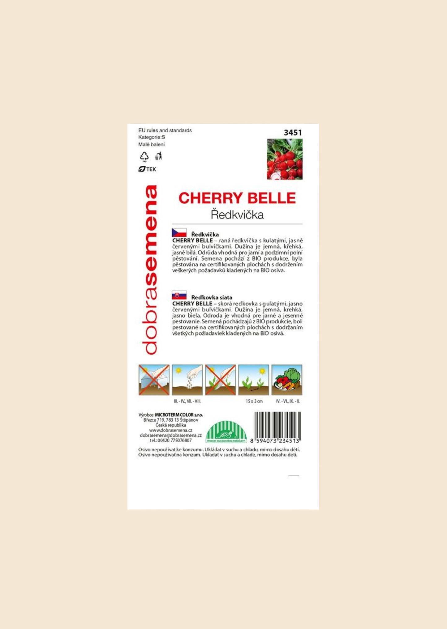 BIO Ředkvička Cherry Belle 2,5 g