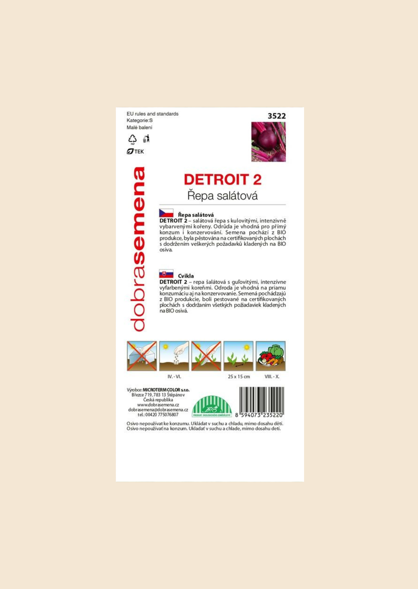 BIO Řepa salátová Detroit 3 g