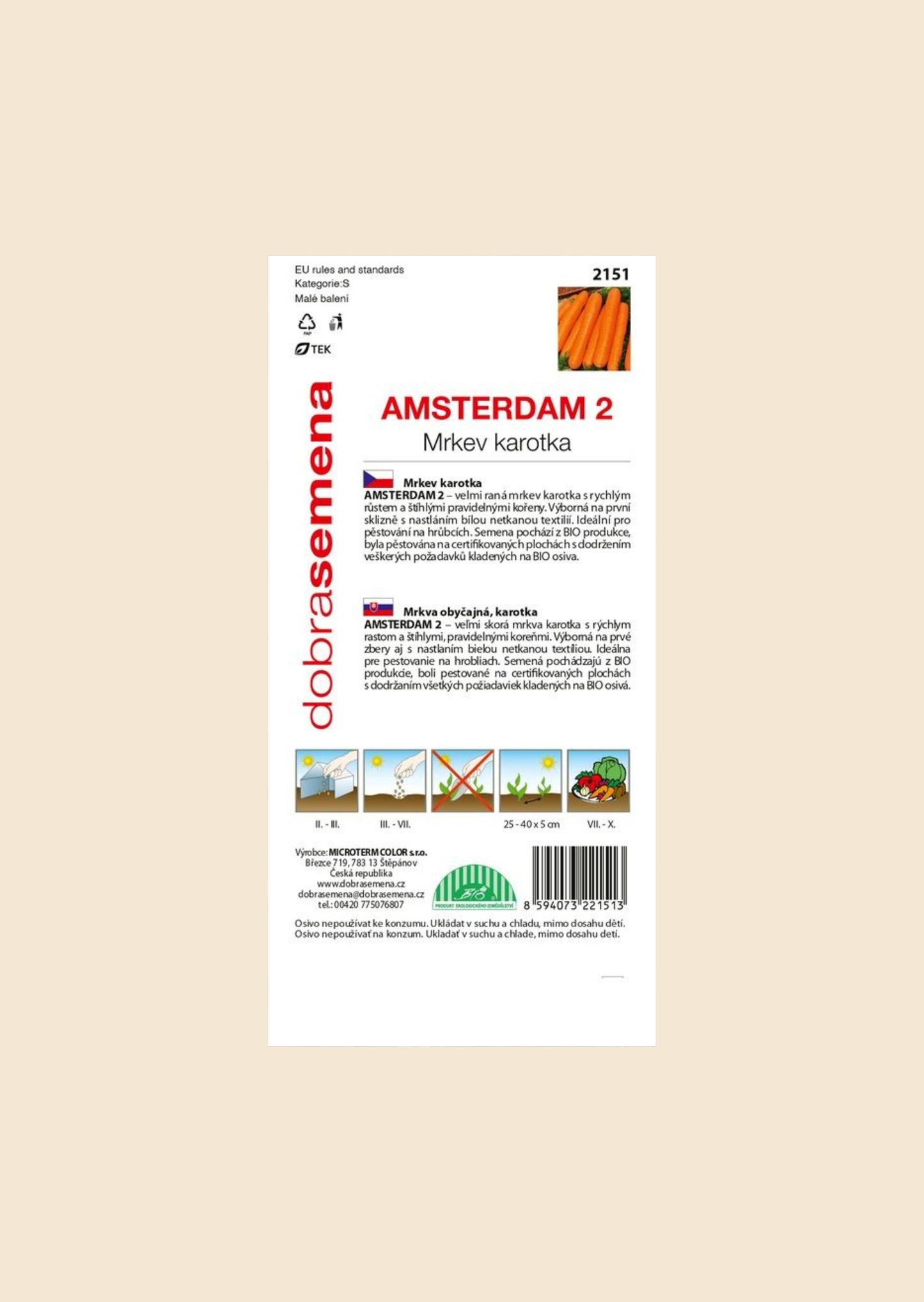 BIO Mrkev karotka Amsterdam raná 2 g