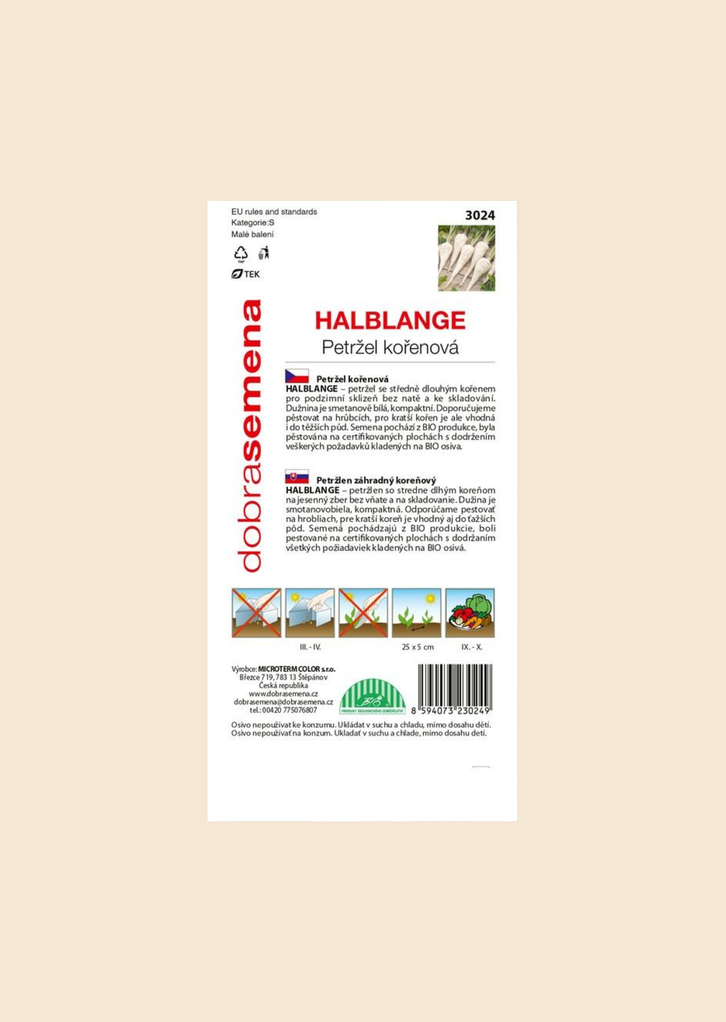 BIO Petržel kořenová Halblange 3 g