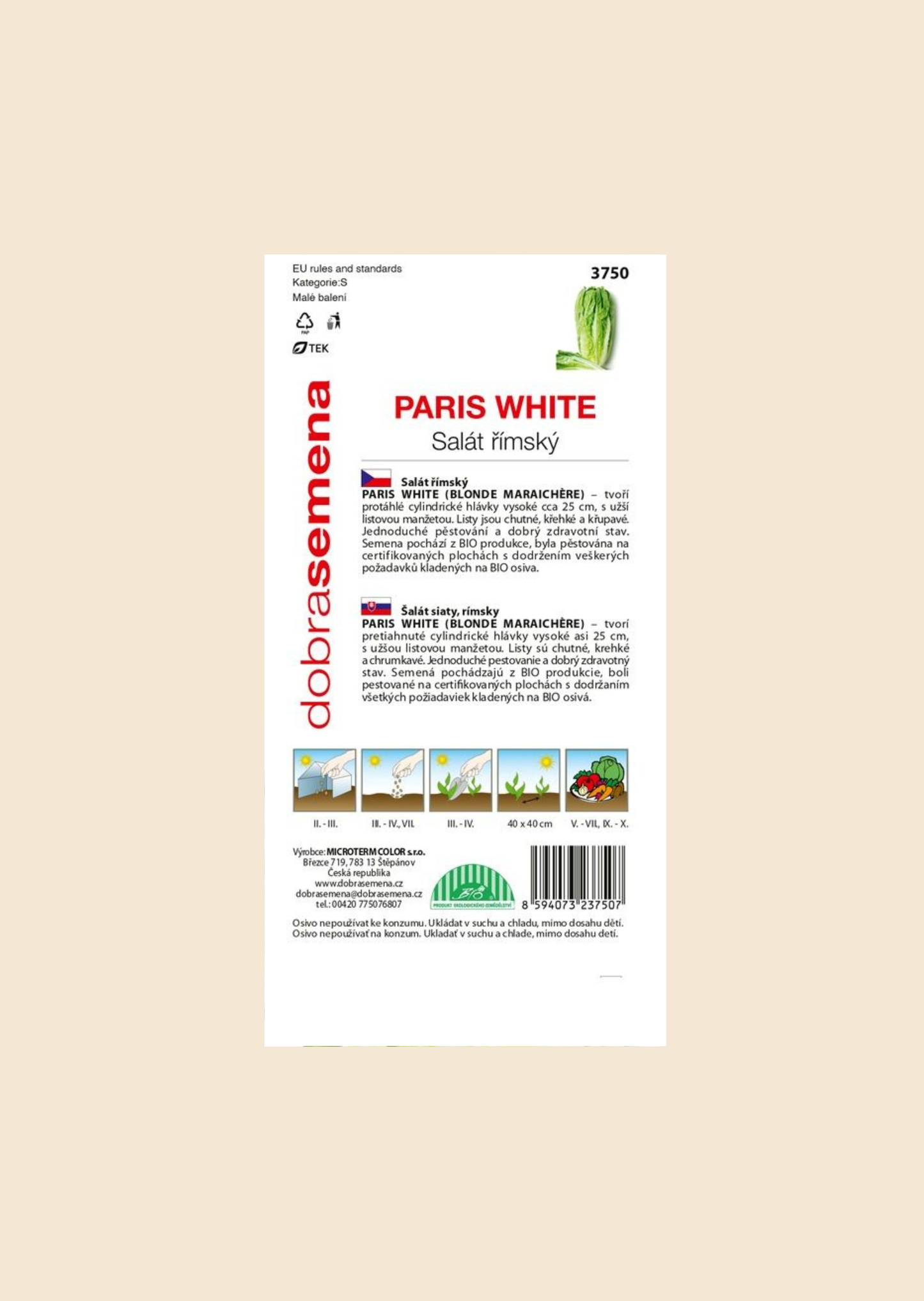 BIO Salát římský Paris White (Bionda degli ortolani) 0,4 g