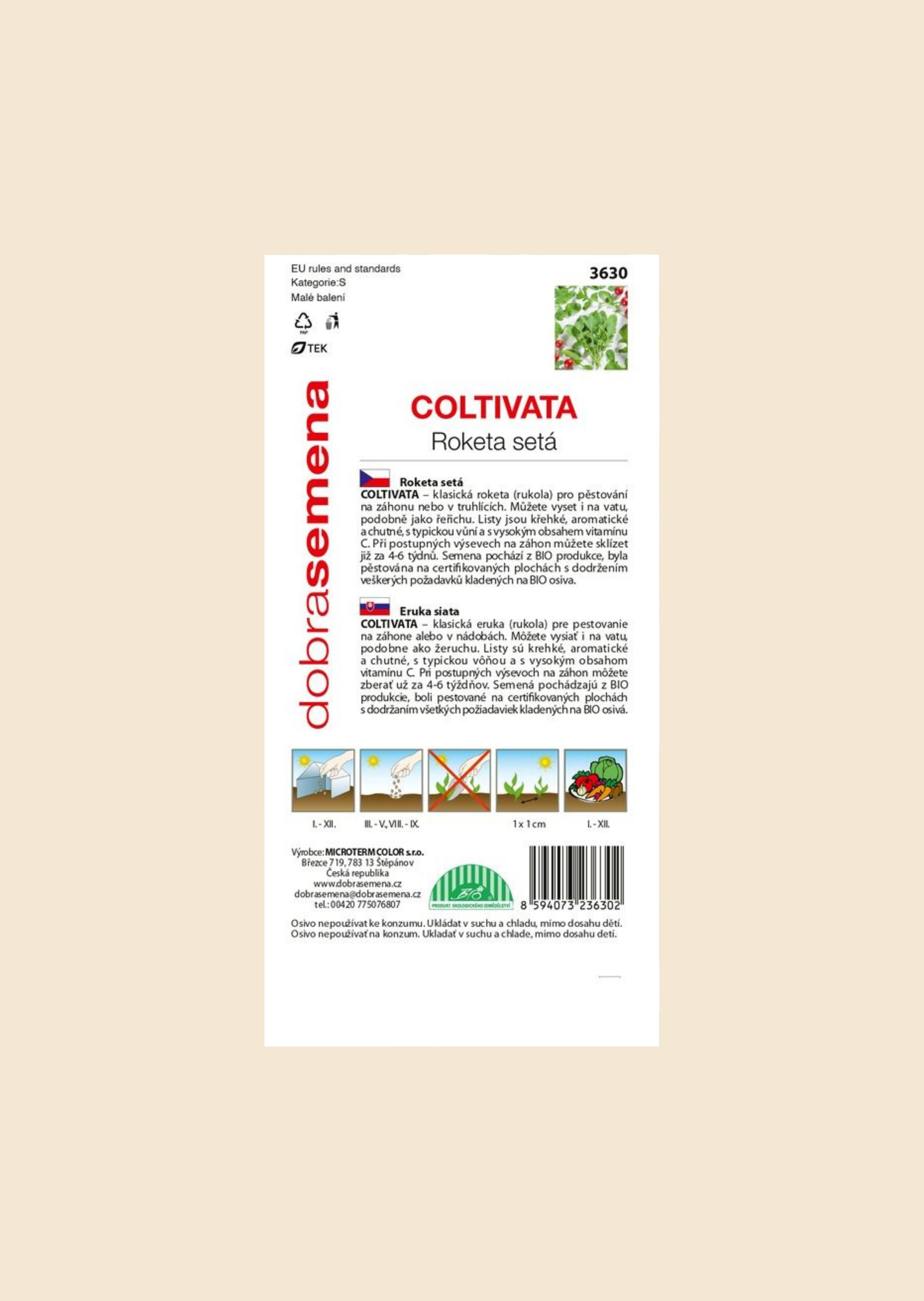 BIO Roketa setá (rukola) Coltivata 3 g