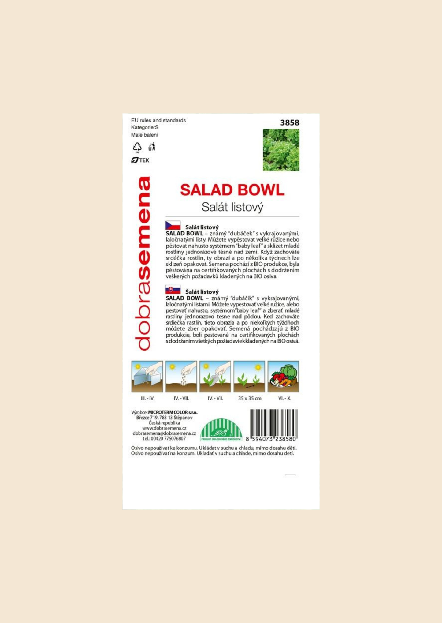 BIO Salát listový dubáček Salad Bowl 0,5 g