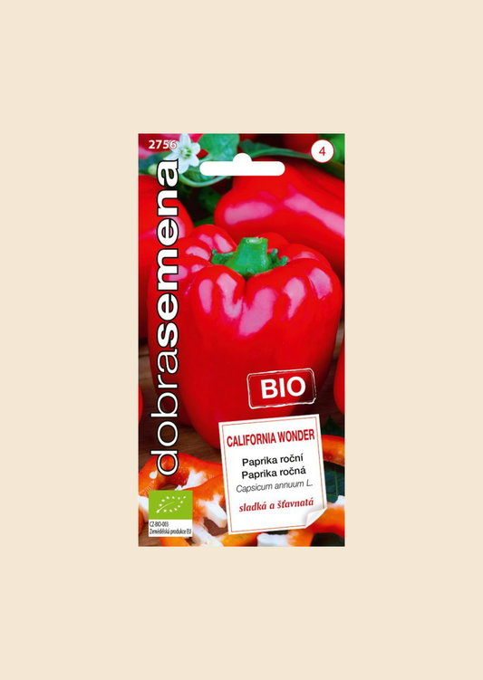 BIO Paprika roční California Wonder kvadratická červená 0,3 g